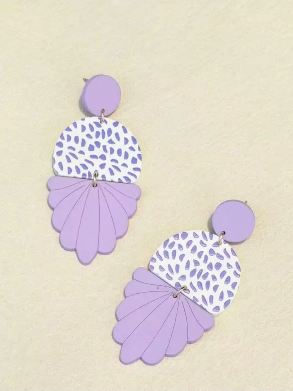 NWT Lavender Statement Drop Earrings - Lilac and White